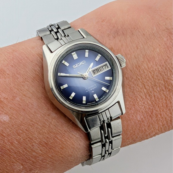 Vintage Seiko 2206-0118 Hi-Beat Blue Dial Automatic Watch 17 Jewels Stainless main image 7